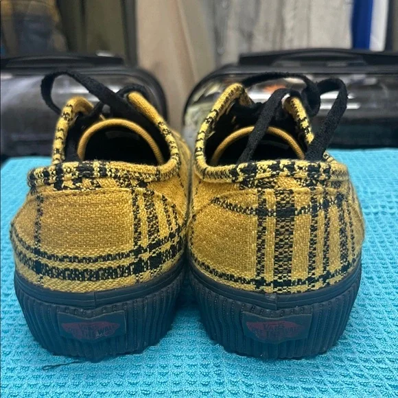Vans Yellow and Black Plaid Sneakers